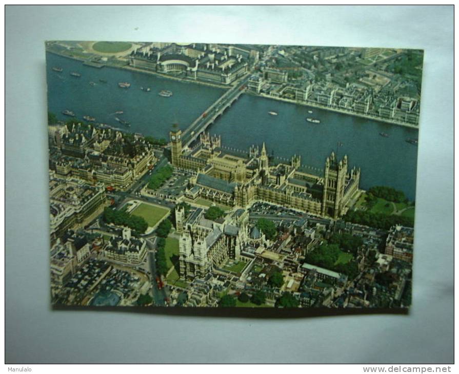 London - Aerial View Of The Houses Of Parliament, Westminster Abbey And The River Thames - River Thames