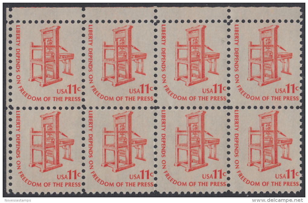 !a! USA Sc# 1593 MNH Horiz.BLOCK(8) From Upper Left Corner - American Printing Press - Unused Stamps