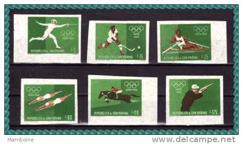Saint Marin 1960 Sport Du Feuillet 10   Neuf X X Non Dentele  6 Valeurs - Unused Stamps