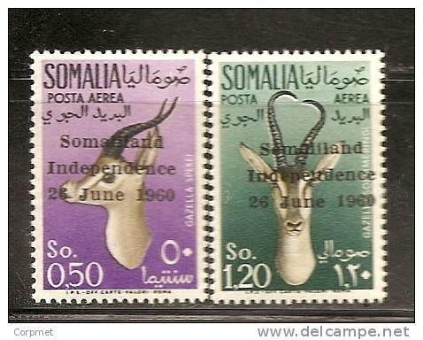 SOMALIA - 1960 FAUNA - GAZELLES - POSTA AERIENS - Yvert # A1-A2 - MINT (NH) At Back A. BOLAFFI Guarantee Cancel - Somalie (1960-...)