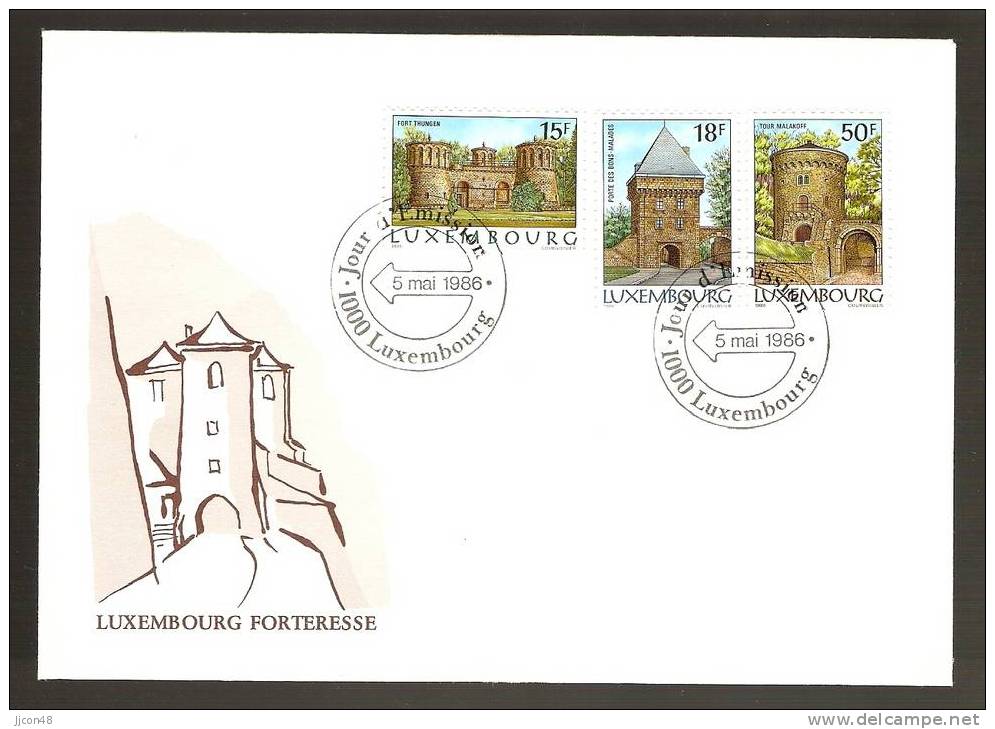 Luxembourg 1986  Forteresse. FDC - FDC