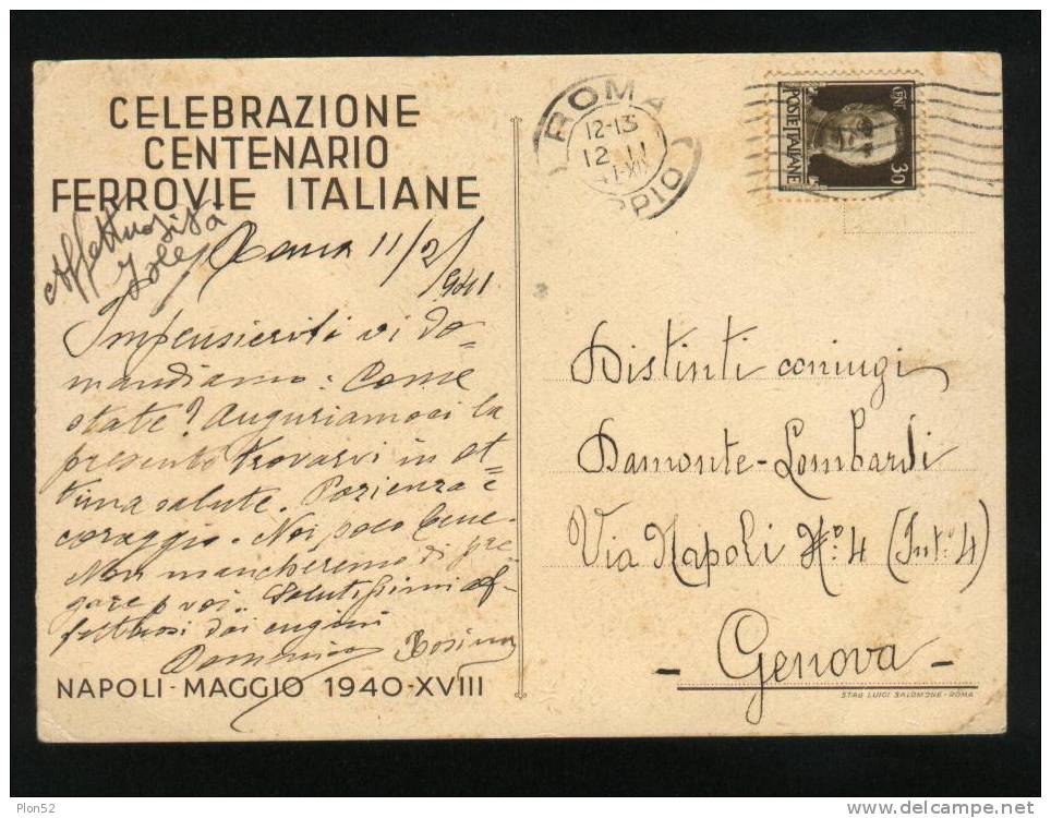 240-CELEBRAZIONE CENTENARIO FERROVIE ITALIANE-NAPOLI-1940-FG - Betogingen