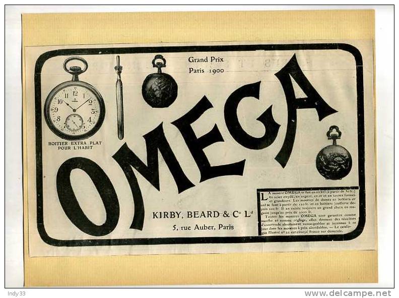 - OMEGA . PUB. DU DEBUT DU XXe S. . DECOUPEE ET COLLEE SUR PAPIER - Other & Unclassified