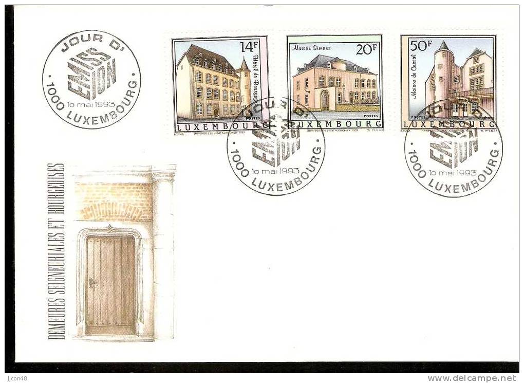 Luxembourg 1993  Demeures Seigneuriales Et Bourgeoises. FDC - FDC