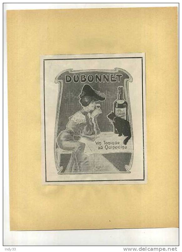 - DUBONNET . PUB. DU DEBUT DU XXe S. . DECOUPEE ET COLLEE SUR PAPIER - Alcools