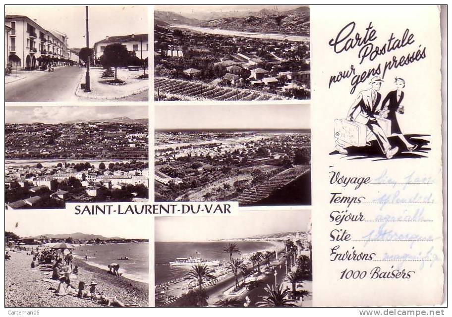 06 - Saint-Laurent Du Var - Carte Postale Pour Gens Pressés - Av. Mal. Leclerc - Vue Générales - La Plage Et Nice - Saint-Laurent-du-Var