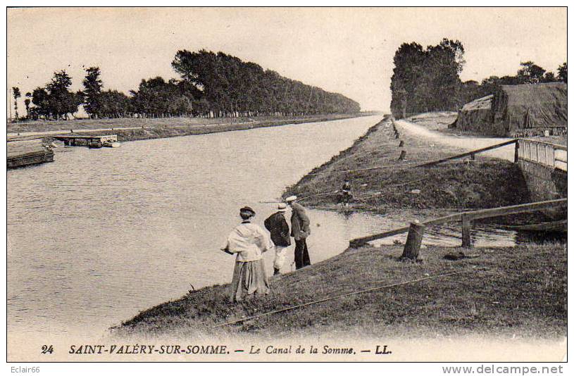 80 - ST-VALERY-sur-SOMME -CPA   LE CANAL-animé Une Partie De Pêche Au Coup   X - Saint Valery Sur Somme