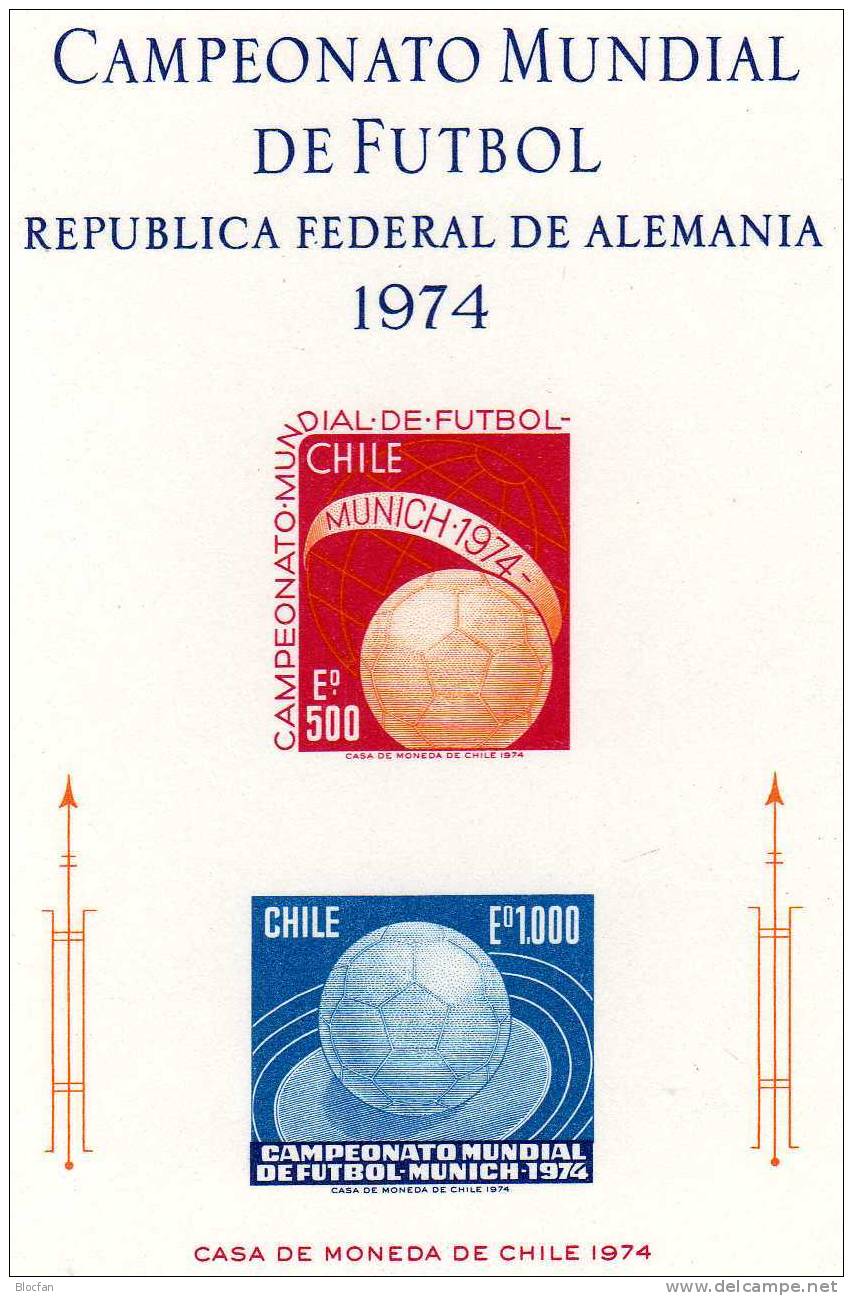 Fußball WM 1974 Ball/Stadion Chile 804/5B+Gedenk-Block II ** 17€ Hoja M/s Football Bloc Soccer Souvenir-sheet Bf America - 1974 – Germania Ovest