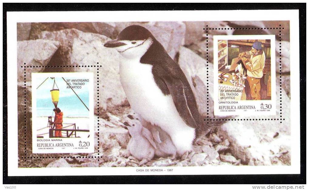 ARGENTINA 1987 ANTARCTICA,PENGUIN BLOCK,MNH. - Pingueinos