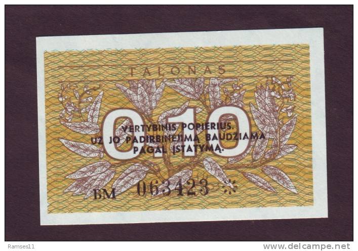 LITAUEN / LITUANIA: P-29b, O,10 Talonas, Unc - Lituanie