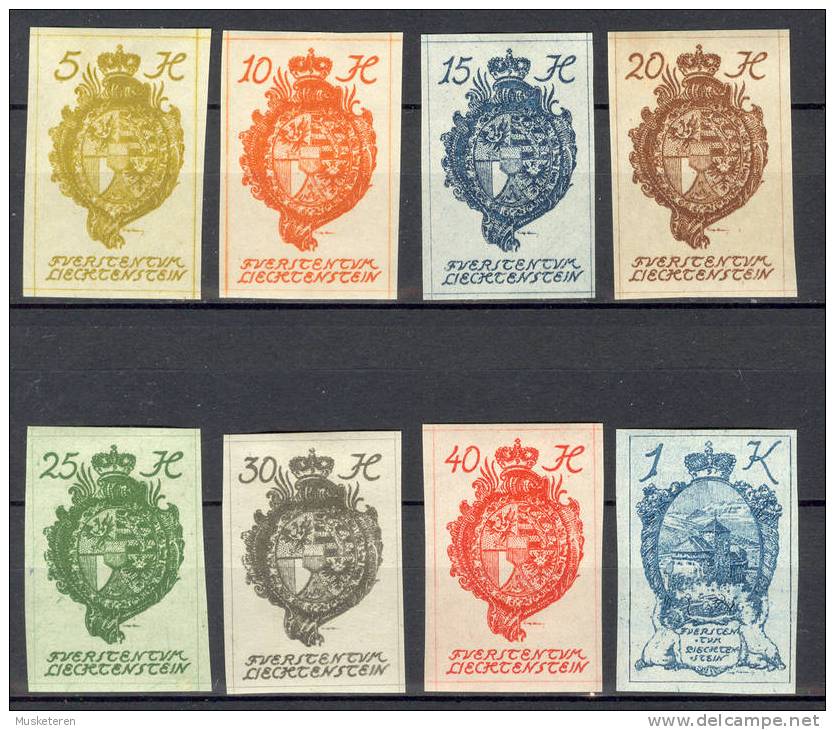 Liechtenstein 1920 Mi. 17-24 Landeswappen Coat Of Arms Burg Castle Vaduz, MH* - Unused Stamps