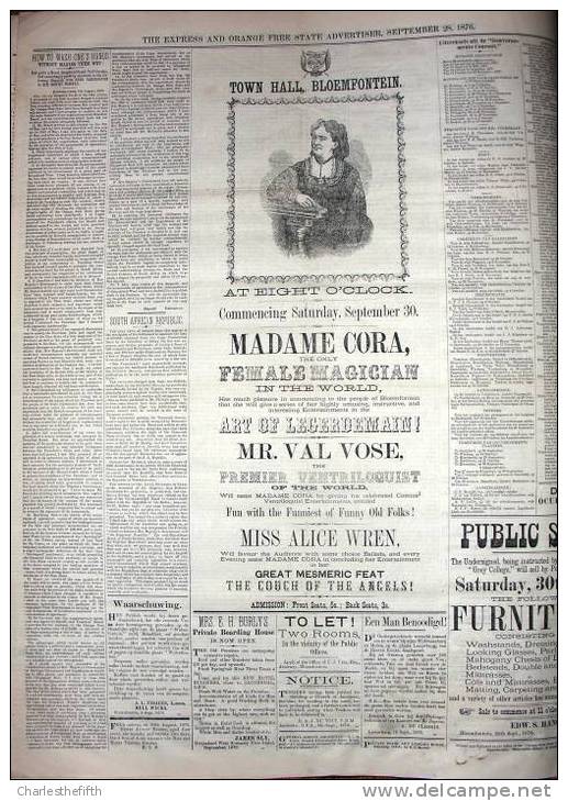 BOER WAR NEWSPAPERS 1875-1880 !! *THE EXPRESS AND ORANGE FREE STATE ADVERTISER * ! DUTCH & ENGLISH ! BRITISH EMPIRE - Non Classés