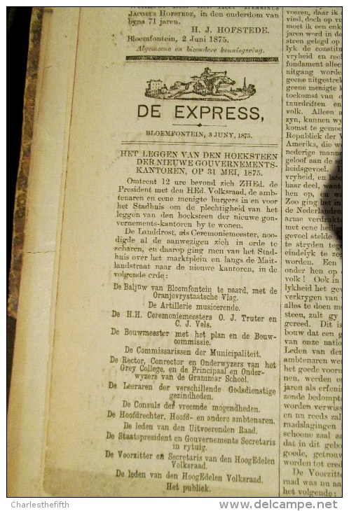 BOER WAR NEWSPAPERS 1875-1880 !! *THE EXPRESS AND ORANGE FREE STATE ADVERTISER * ! DUTCH & ENGLISH ! BRITISH EMPIRE