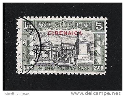 Colonie Italiane - CIRENAICA - 1929: MILIZIA II, Valore Usato Da 5 L.+ 2 L. Soprastampato - In Buone Condizioni. - Cirenaica
