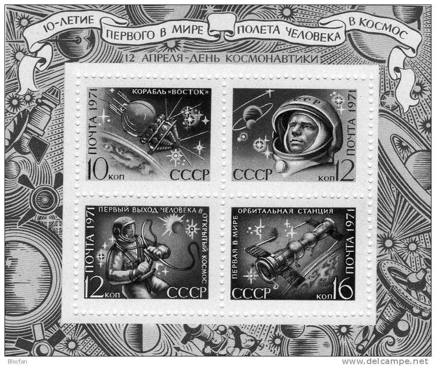 Tag Kosmonautik 1970 Sowjetunion Blocks 66+69 O 4&euro; LUNA 16 Raumschiffe Wostok Gagarin Blocs Ss Space Sheets Bf USSR - Europe