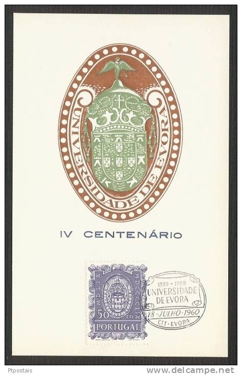 PORTUGAL IV Centenario Da Universidade De Evora 1960 Maximum Postcard / Carte Maximum - Cartes-maximum (CM)