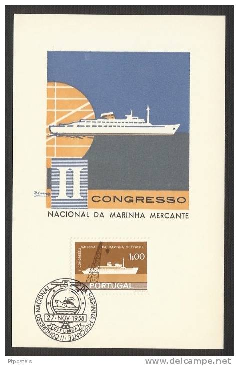 PORTUGAL II Congresso Nacional Da Marinha Mercante 1958 Maximum Postcard / Carte Maximum - Cartes-maximum (CM)