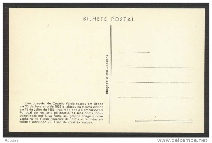 PORTUGAL Cesario Verde 1957 Maximum Postcard / Carte Maximum - Maximum Cards & Covers
