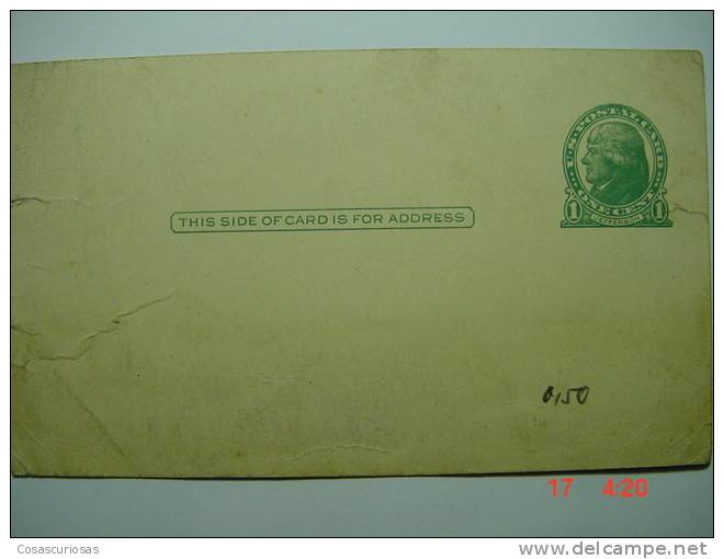 7944  UNCIRCULATED POSTAL CARD  ENTIER POSTAL UNITED STATES U.S.A YEAR 1923 - 1921-40