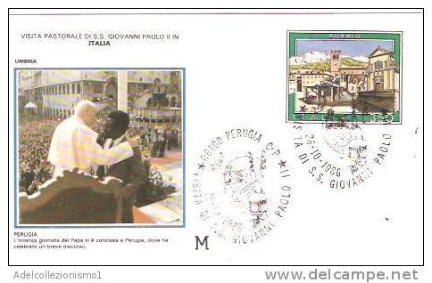 23343)lettera F.D.C Visita Ss.giovanni Paolo II A Perugia Con 350£  Da Perugia A Città Il 26-10-1986 - Briefe U. Dokumente
