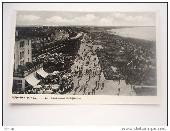 Ostseebad -Warnemünde -Strand Diele -Hotel Pavillon - German Flags Cca 1930's -  VF - D50172 - Rostock