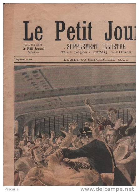 LE PETIT JOURNAL 10 SEPTEMBRE 1894 - ANARCHISTES RELEGUES - NAPOLEON HEROÏNE FRANCAISE ( Belge ) MARIE SCHELLINCK IENA - Le Petit Journal