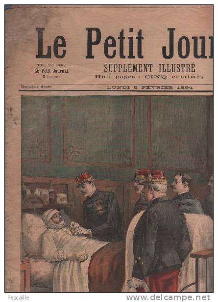 LE PETIT JOURNAL 5 FEVRIER 1894 - MINISTRE DE LA GUERRE POMPIER INCENDIE RUE RICHER PARIS - CHARITE BUTTE AUX CAILLES - Le Petit Journal
