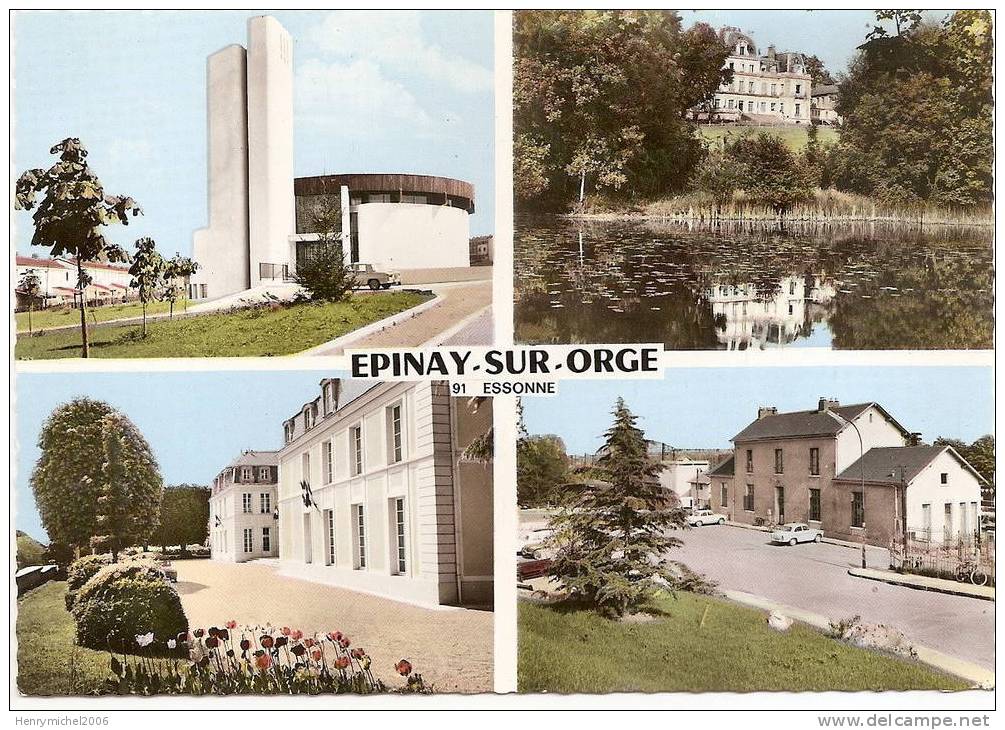 Cpsm Epinay Sur Orge Multi Vues , Chapelle Le Mauregard , Mairie, Chateau - Epinay-sur-Orge