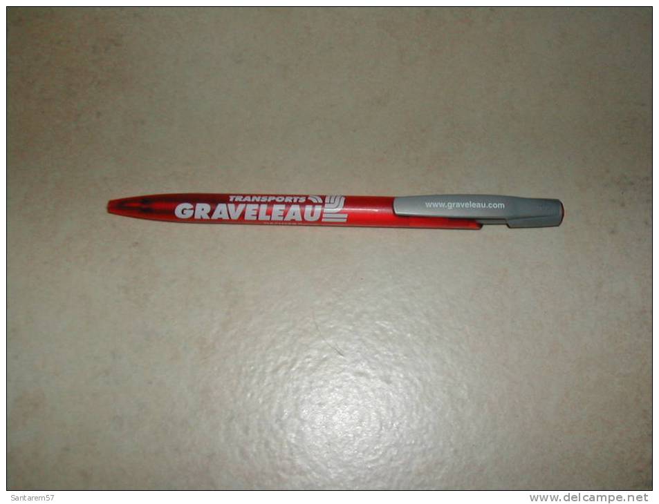 Stylo Publicitaire Advertising Pen Rouge Red Transports GRAVELEAU FRANCE - Stylos