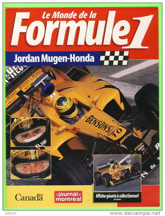 AFFICHE GÉANTE F1 - DAMON HILL - JORDAN MUGEN-HONDA TEAMS 1998 - RALF SCHUMACHER - DIMENSION DE 40 X 52cm -  4 PAGES D'I - Automobilismo - F1