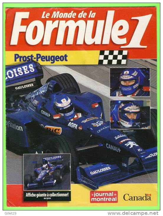 AFFICHE GÉANTE F1 - JARNO TRULLI - PROST-PEUGEOT TEAM 1998 - OLIVIER PANIS - DIMENSION DE 40 X 52cm -  4 PAGES D'INFORMA - Car Racing - F1