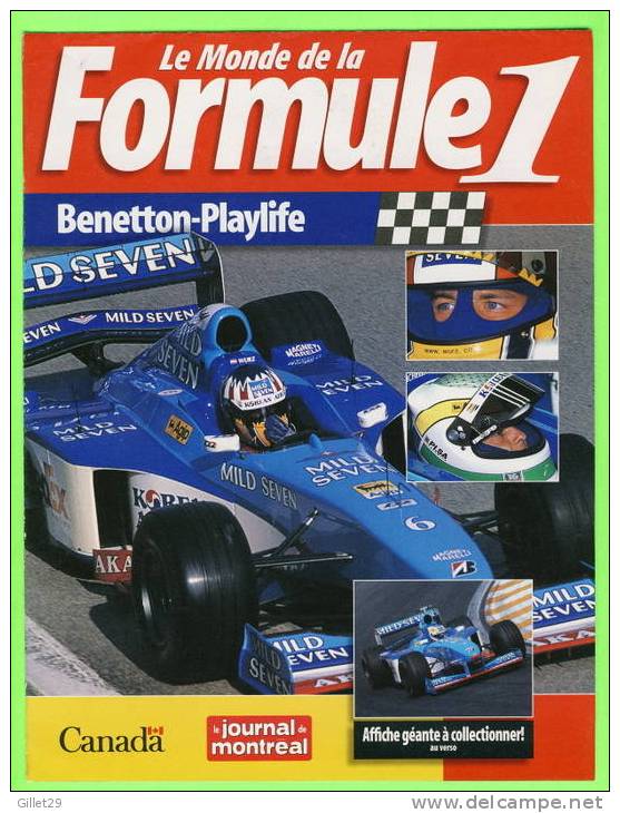 AFFICHE GÉANTE F1 - GIANCARLO FISICHELLA - BENETTON-PLAYLIFE TEAM 1998 - ALEXANDER WURZ - DIMENSION DE 40 X 52cm -  4 PA - Car Racing - F1