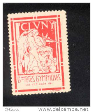 1914 France Cluny  Vignette Label Avec Charniére  Gymnastique  Gymnastics Ginnastica - Gymnastics