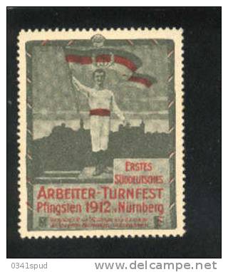 1912 Allemagne  Nurnberg  Vignette Label Avec Charniére  Gymnastique  Gymnastics Ginnastica - Gymnastique