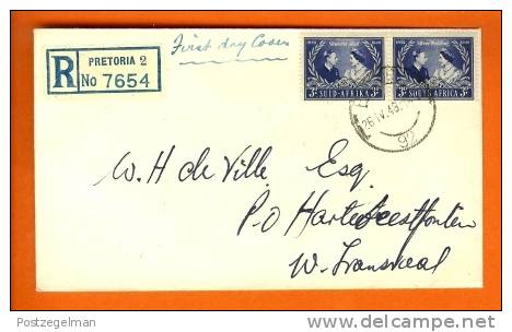 SOUTH AFRICA 1948 FDC With Address Silver Wedding 207-208 - FDC