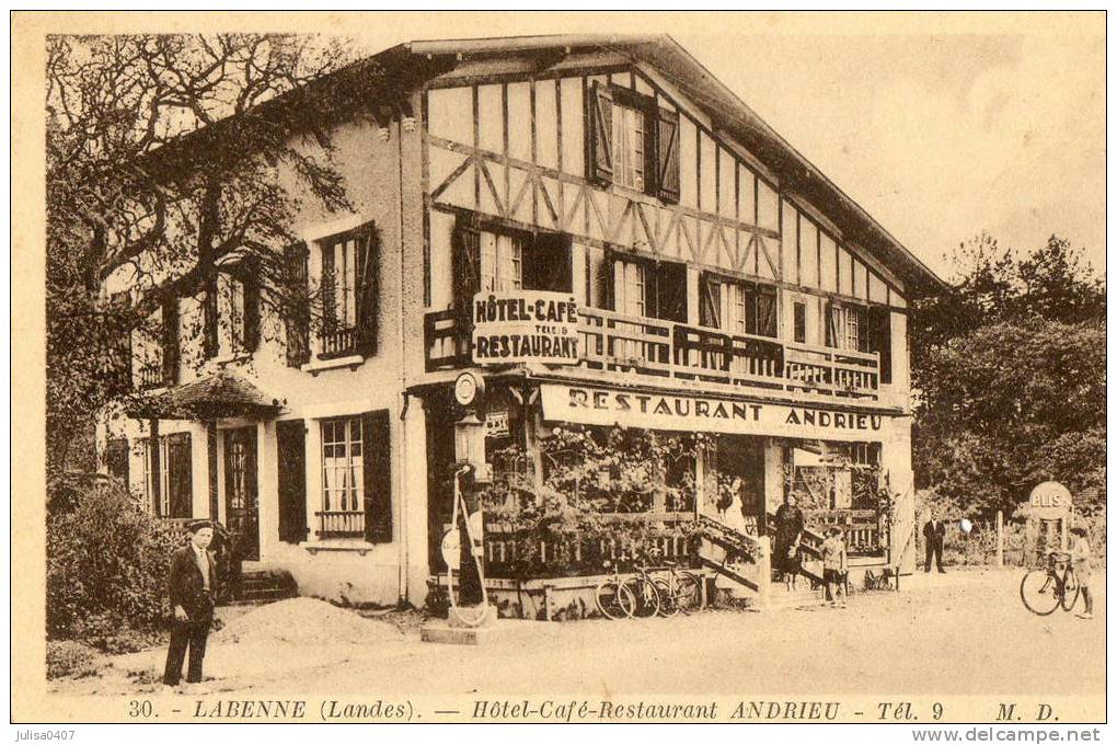 LABENNE (40) Devanture Hotel Café Restaurant Pompe à Essence - Other & Unclassified