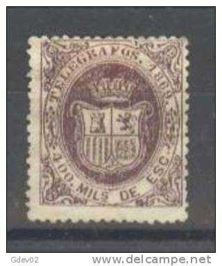 ESTGF30-L3303.Espagne.Spaiin.ESCUDO DE ESPAÑA.TELEGRAFOS  DE ESPAÑA .1869 (Ed 30*)  Charnela.MUY BONITO. - Telegramas