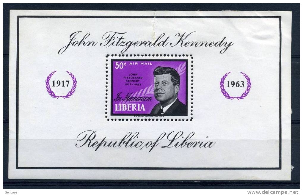 LIBERIA 1964 President J. F. Kennedy Miniature Sheet Yvert Cat. N° 29  MNH  Damaged - Kennedy (John F.)