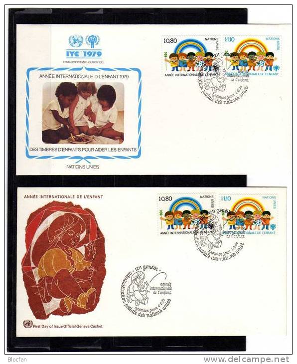 UNO Jahr Des Kindes 1979 Regenbogen UNO Genf  83/4 Auf 2 FDC 14€ - UNICEF