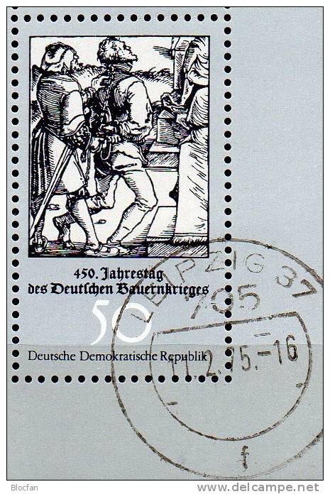 Abart Mantel-Rockfalte Defekt Bauernkrieg-KB DDR 2013/8 Kleinbogen III O 44€ Mit 2018II Error On Stamps Sheet Bf Germany - Errors & Oddities