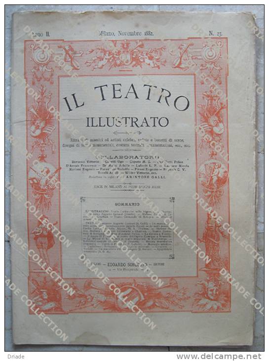 RIVISTA IL TEATRO ILLUSTRATO ANNO 1882 MILANO FIRENZE BOLOGNA MUSICA - Musik