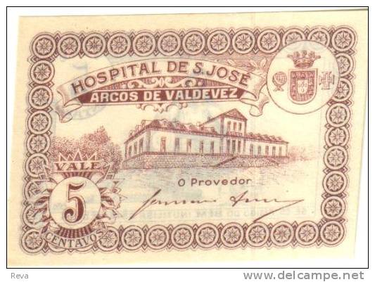 PORTUGAL  5 CENTAVOS ST JOSE HOSPITAL  BROWN FRONT & WOMAN BACK ND(1921) UNC SCARCE  READ DESCRIPTION !! - Portugal