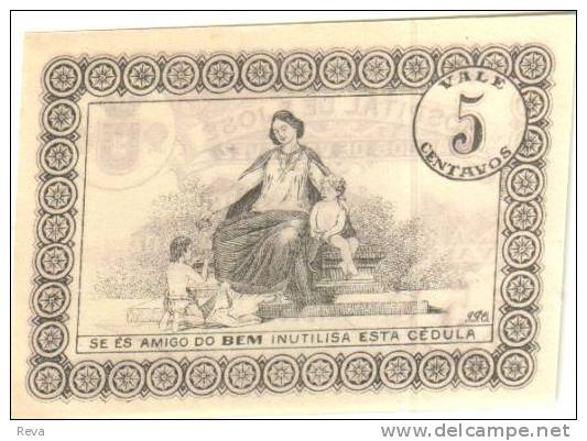 PORTUGAL  5 CENTAVOS ST JOSE HOSPITAL  BROWN FRONT & WOMAN BACK ND(1921) UNC SCARCE  READ DESCRIPTION !! - Portugal