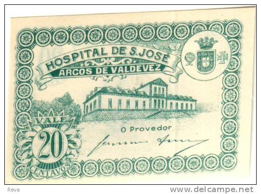 PORTUGAL  20 CENTAVOS ST JOSE HOSPITAL  GREEN RONT & WOMAN BACK ND(1921) UNC SCARCE  READ DESCRIPTION !! - Portogallo