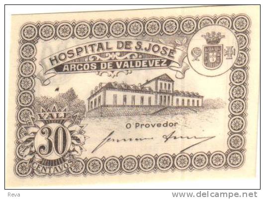 PORTUGAL  30 CENTAVOS ST JOSE HOSPITAL  BLACK FRONT & WOMAN BACK ND(1921) UNC SCARCE  READ DESCRIPTION !! - Portogallo