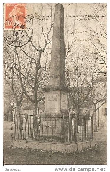 CPA De AUPS - Monument Commémoratif Aux Victimes 1851. Erigé Le 31 Juillet 1881. - Aups