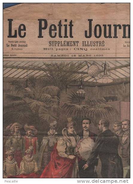 LE PETIT JOURNAL 18 MARS 1893 - MI CAREME REINE DES BLANCHISSEUSES - CORTEGE DES ETUDIANTS - Le Petit Journal