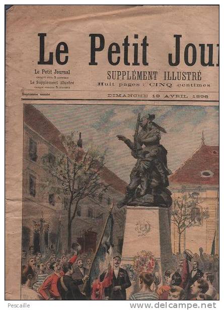 LE PETIT JOURNAL 19 AVRIL 1896 - BELFORT DRAPEAU DU SIEGE - MESSAGE DE SAINT PETERSBOURG A LA FRANCE COUVERTURE - Le Petit Journal