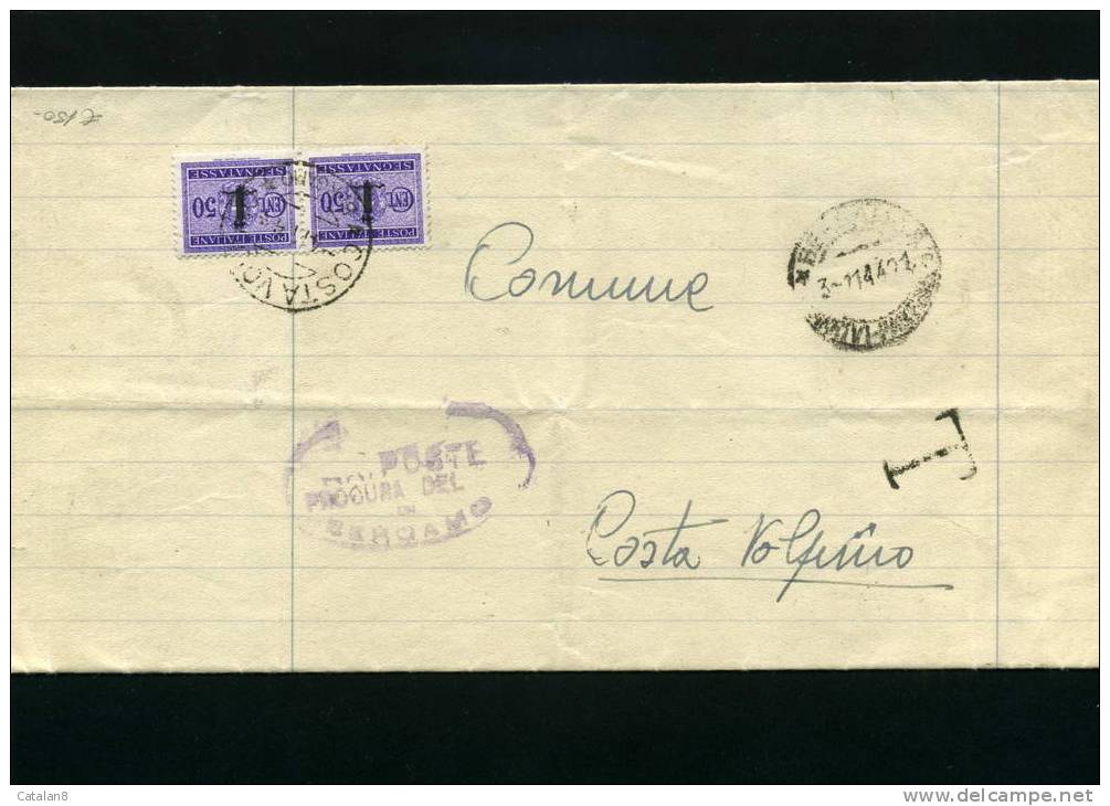 F209 STORIA POSTALE RSI SEGNATASSE RARA COPPIA C. 50 VIOLETTO SOPRASTAMPA FASCETTO NERO ISOLATA TARIFFA SINDACI - Postage Due