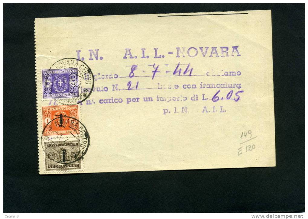 F210 STORIA POSTALE RSI SEGNATASSE RARISSIMO USO MISTO L. 5 VIOLA SENZA SOPRASTAMPA + L. 1 E C.5 CON FASCETTO NERO - Taxe